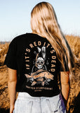 IF ITS RED ITS DEAD WOMENS CROP TEE BLACK