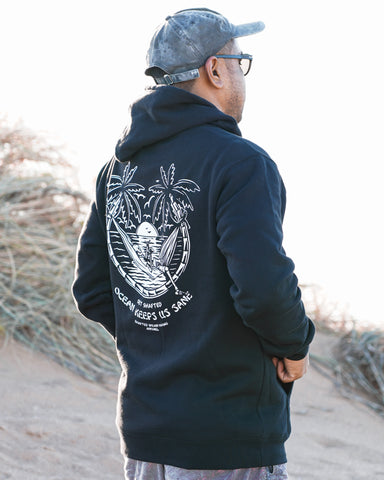 OCEAN KEEPS US SANE HOODIE BLACK